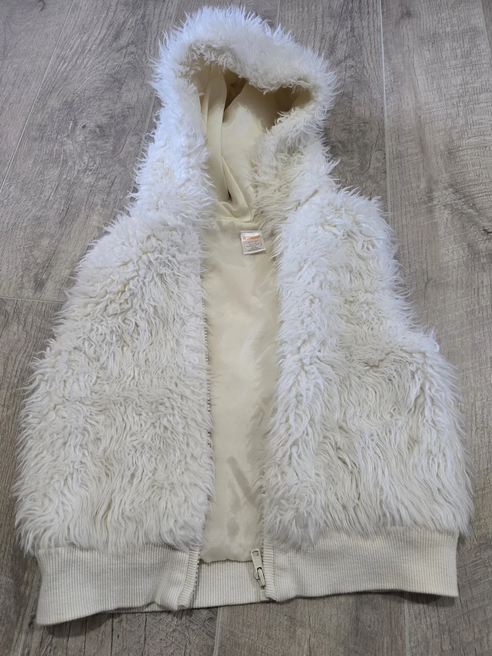 Gymboree Cream Faux Fur Hooded Vest